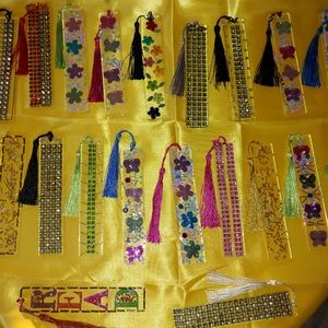 Acrylic book markers, shot glasses and welcome sig